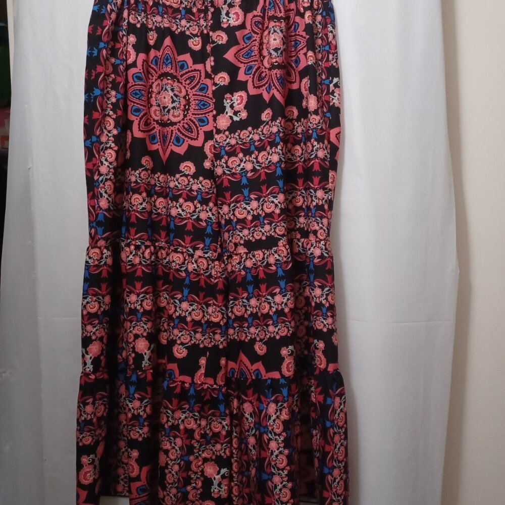 SHEIN CURVE TIERED WIDE LEG PANTS PASLEY BOHO HIPPIE